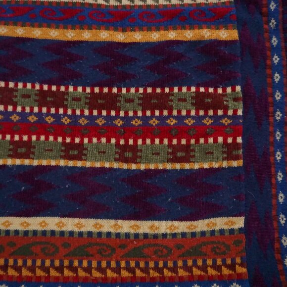 Vintage IVY Multi-Colour Pattern Knit Sweater Geometric Stripe Eclectic Coogie M - Picture 8 of 9
